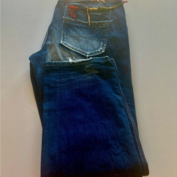 EUC Mens Akademiks Native Warriors Indian Dark Blue Jeans 38x32🐎🐎 (D3) - Picture 1 of 13